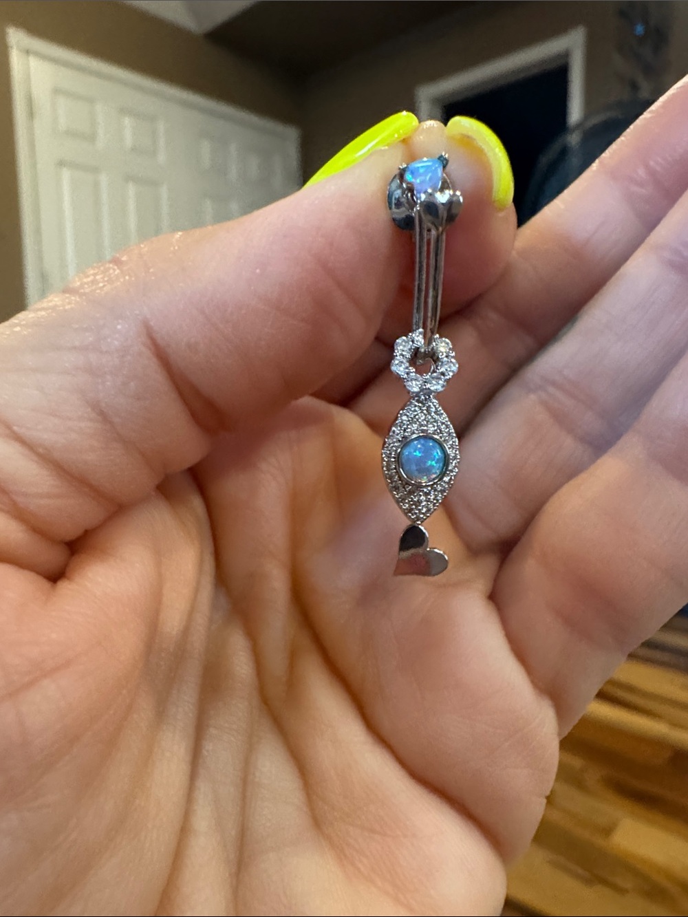 Melinda Maria Silver-Tone Blue Opal Heart Drop Earring
